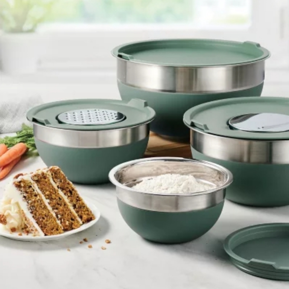(Ew)Tramontina stainless steel 10pieces mixing bowls with greater and lid
